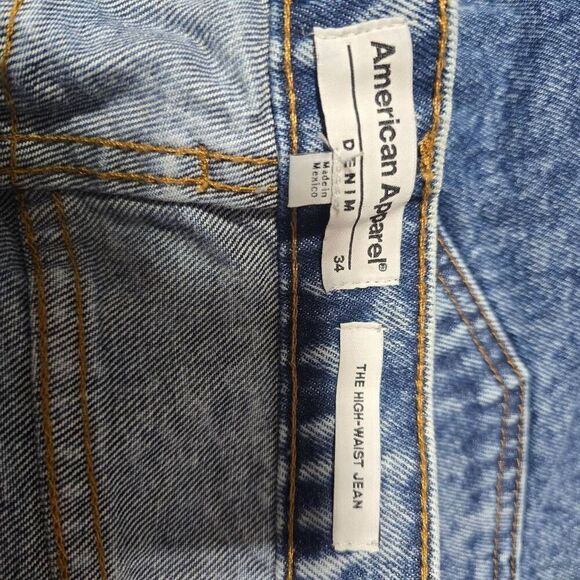 American Apparel Vintage Inspired Marble Wash High Waist Jeans Size 34 - Picture 3 of 4